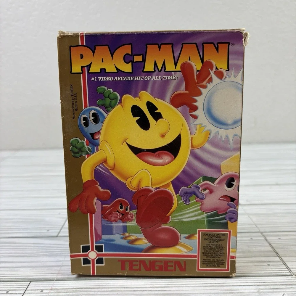 Pac-Man Tengen Black Game Cartridge for Nintendo NES Manual Included
